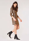 Metallic Stripe Shift Mini Dress, Black, large