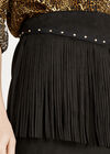 Fringe Suedette Skirt, Black, large