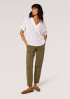 Relaxed-Fit V-Neck Blouse, White, large