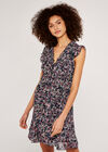 Floral Ruffle Dress, Navy, large