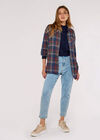 Checked Cotton Flannel Shirt, Blue, large