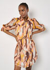 Painterly Swirls Shirt Mini Dress, Coral, large
