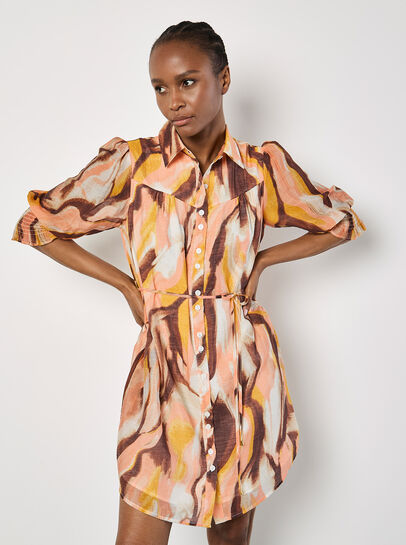 Painterly Swirls Shirt Mini Dress