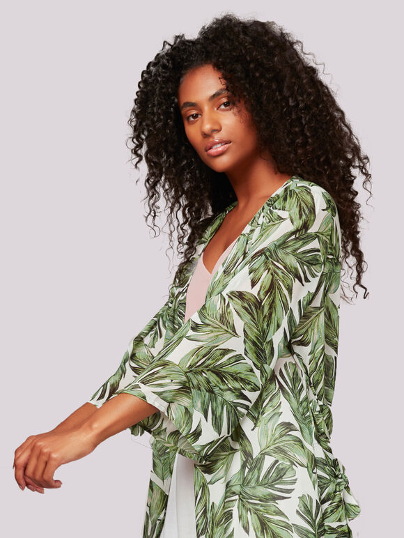 Tropical Banana Leaf Kimono, Cream, large
