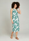 Braided Neck Palm Leaf Midi Dress, Cream, large