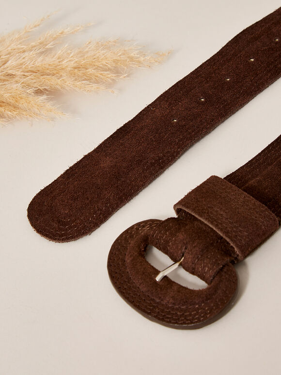 Suede Brown Belt, Brown, large