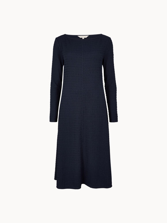 Textured Jersey Midi Dress, Navy, large