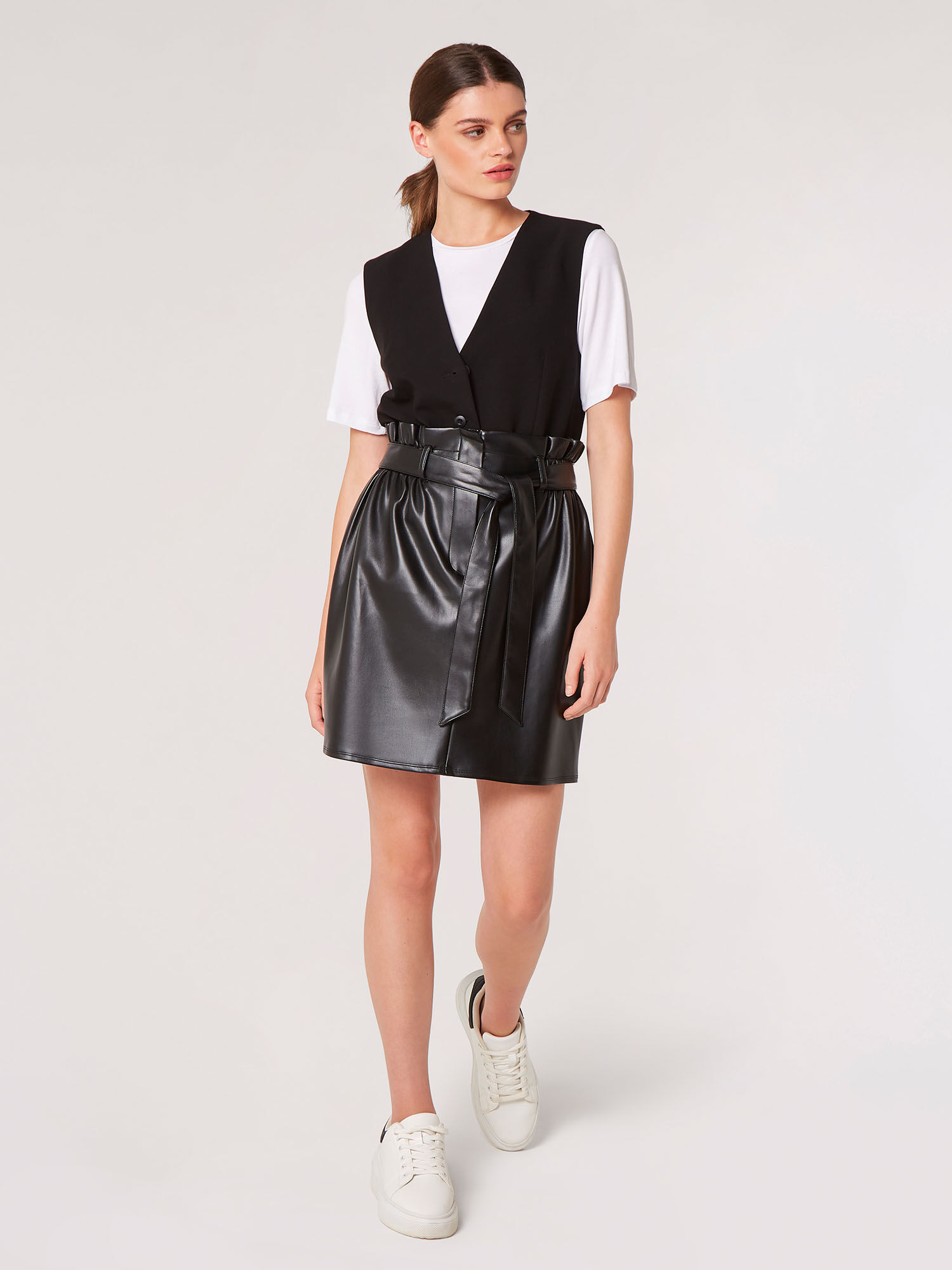 Faux leather cheap paperbag skirt