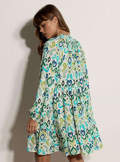Shimmer Ikat Babydoll Midi Dress