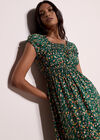 Garden Floral Milkmaid Midi Dress, Green, large