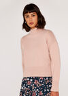 Chunky Mock Neck Jumper, Pink, large