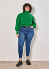 Curve Bubble Knit Roll Neck Jumper, Green, large