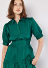 Smocked Waist Shirt Midaxi Dress, Green, large