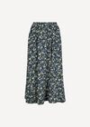 Floral Print A-Line Midaxi Skirt, Navy, large