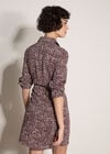 Irregular Spot Crepe Shirt Mini Dress, Burgundy, large
