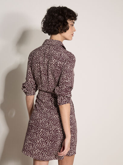Irregular Spot Crepe Shirt Mini Dress
