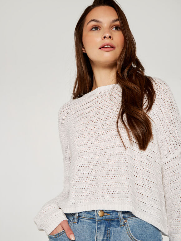 Rib Line Crop Jumper | Apricot Clothing