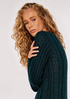Pointelle Knitted Midi Dress, Green, large