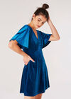 Angel Sleeve Velvet Dress, Blue, large