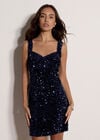 Sequin Velvet Bodycon Mini Dress, Navy, large