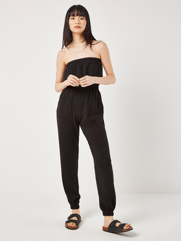 Utility Bandeau Jumpsuit, Black, large
