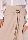 Linen Blend Hanky Hem Midi Skirt, Stone, large