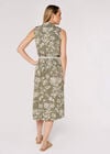 Palm Scene Midi Dress, Khaki, large