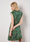 Ditsy Floral Ruffle Mini Dress, Green, large