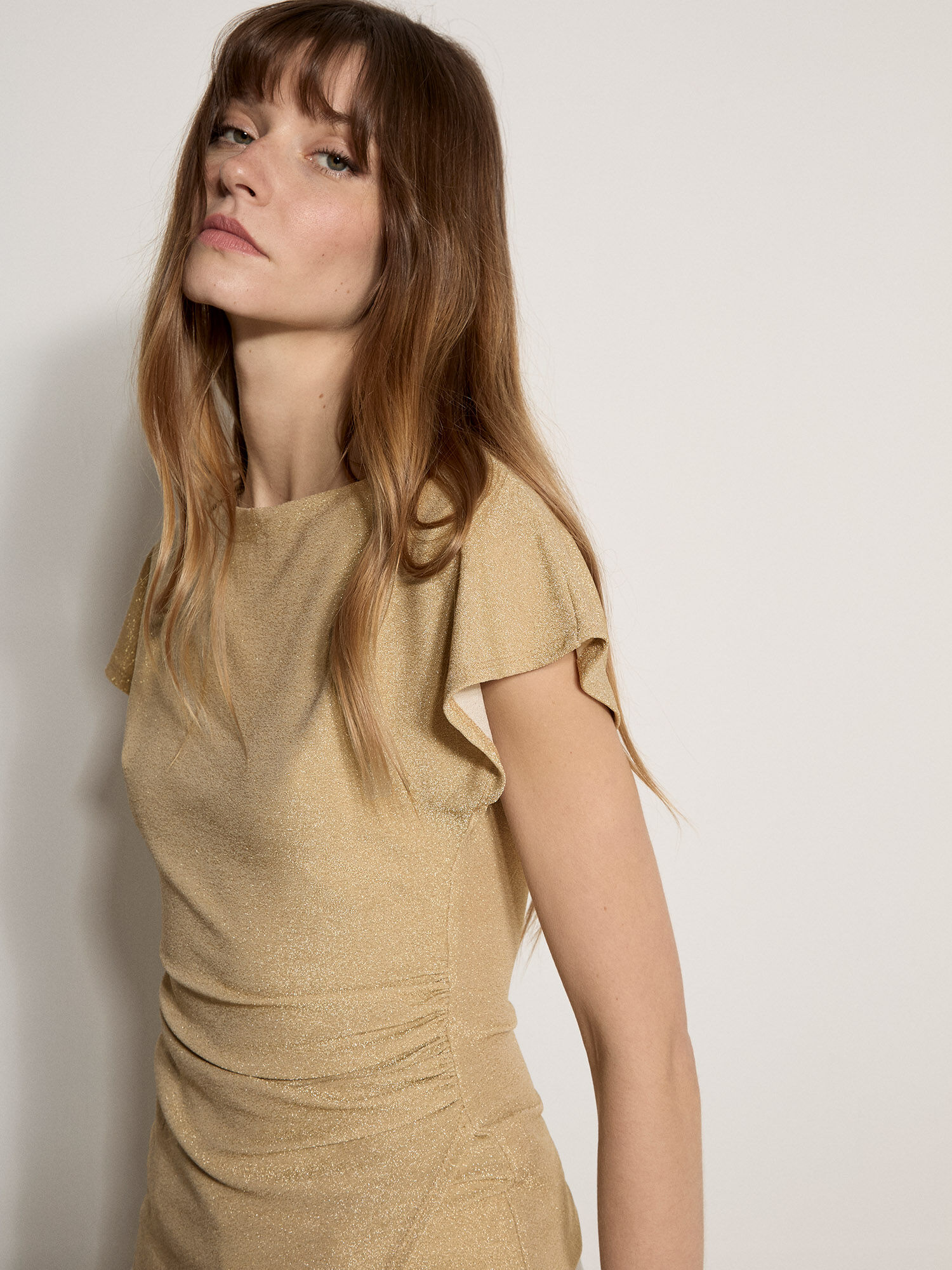 Sparkle Side Ruched Jersey Top | Apricot Clothing