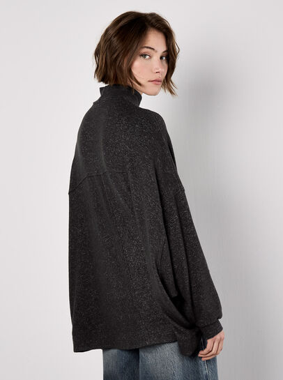 Mock Neck Oversized Soft Knit Top