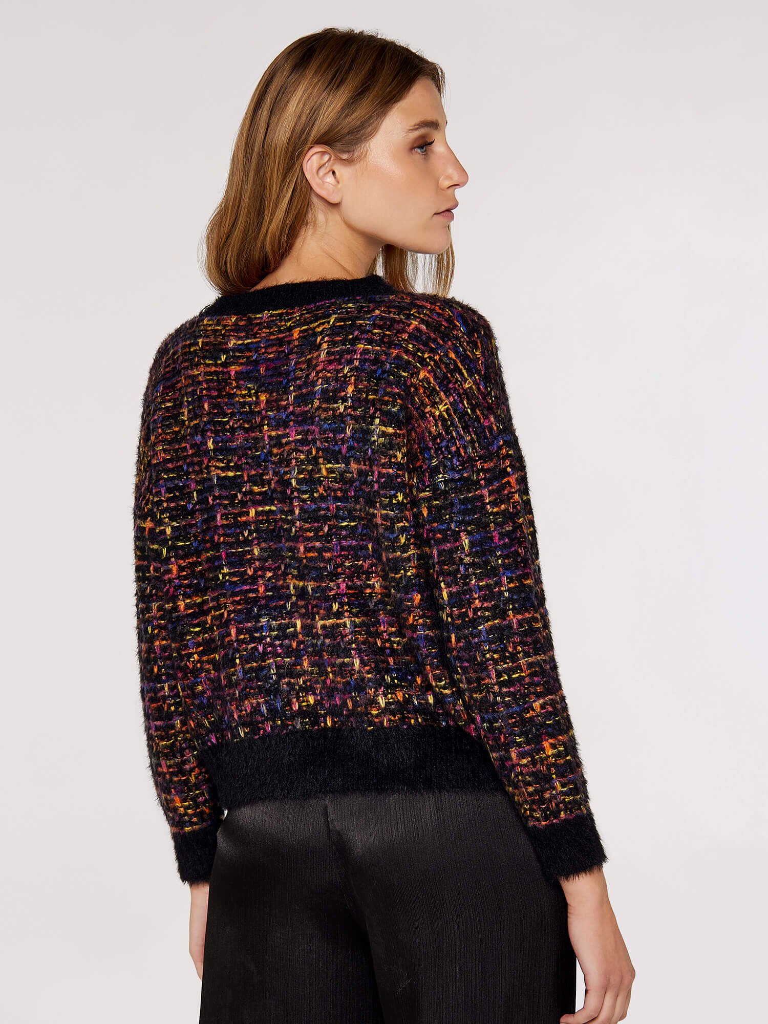 Colourful Check Jumper Apricot Clothing