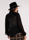 Layered V Neck  Blouse, Black, large