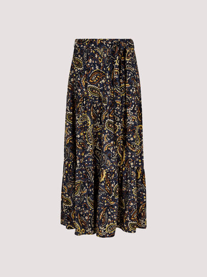 Paisley Tiered Midi Skirt