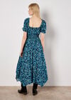 Sarasa Floral Milkmaid Midi Dress, Navy, large