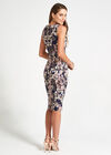 Pink Floral Print Bodycon Dress, Pink, large