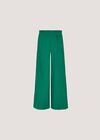 Textured Cotton Wide Leg Trousers, Green, large