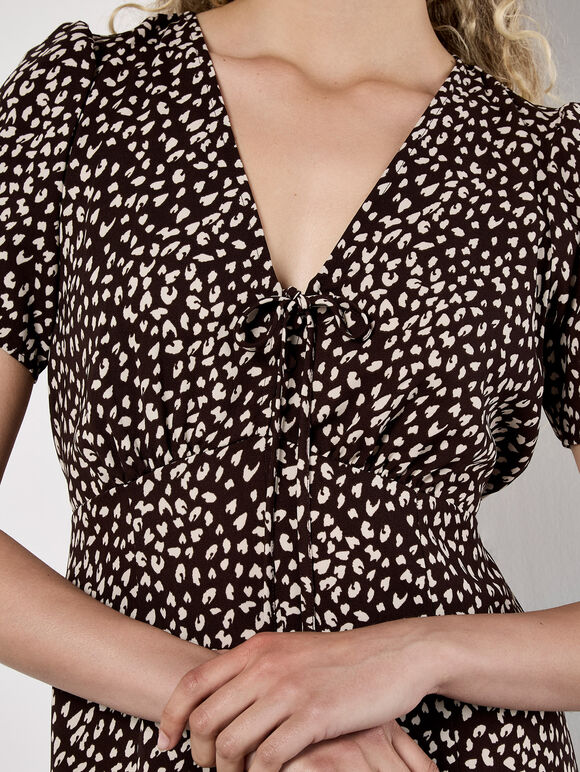 Animal Print Midaxi Dress, Brown, large