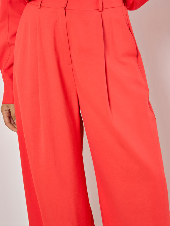 Soft Tailored Wide Leg Trousers, Red, large