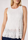 Crochet Layered Top, White, large