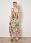 Palm Print Ruffle Midi Dress, Green, large
