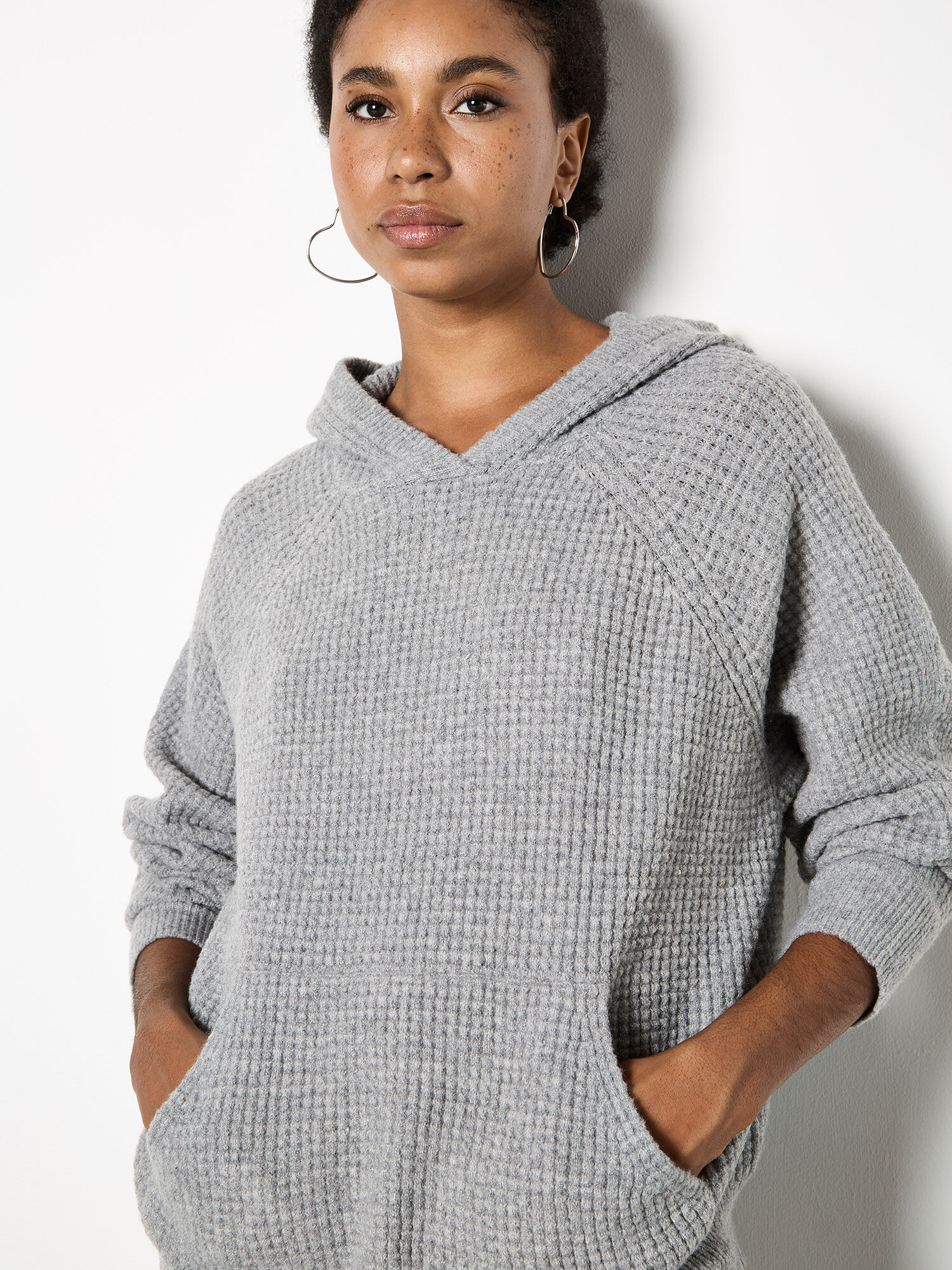 Waffle Knit Hooded Jumper | Apricot Clothing