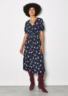 Floral Print Midi Dress, Navy, large
