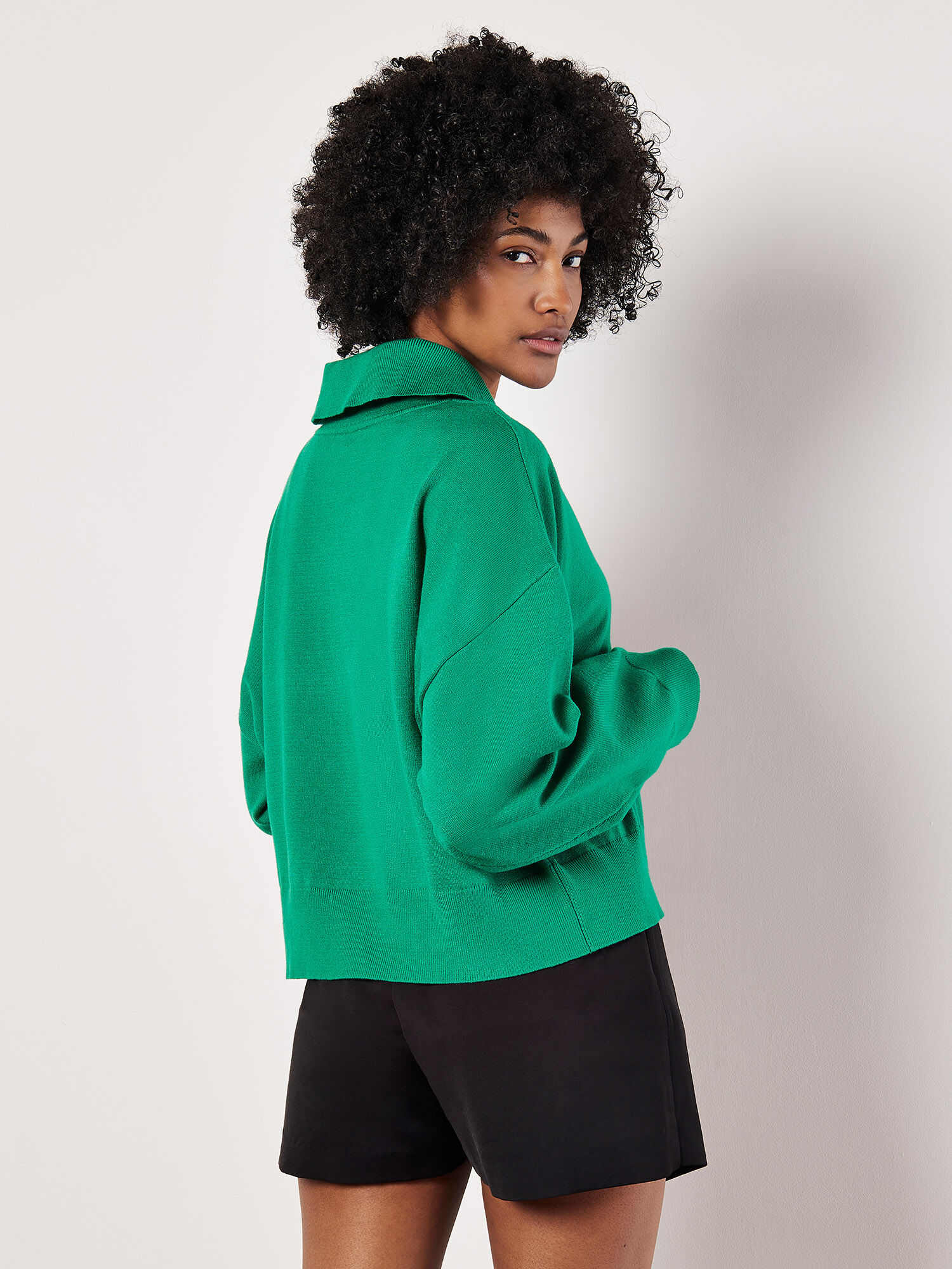 Cropped Zip Neck Sweatshirt Apricot Clothing