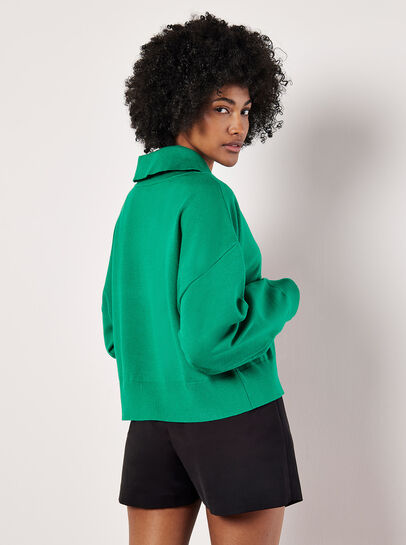 Cropped Zip Neck Sweatshirt