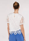 Lace Puff SleeveTop, White, large