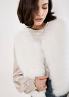Faux Fur Cropped Gilet, White, large