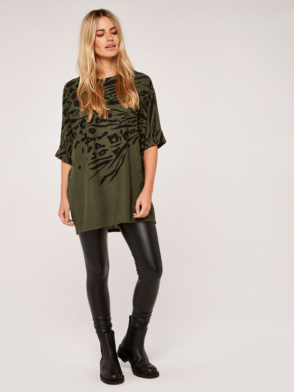 Leopard And Zebra Batwing Top, Khaki, large