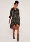 Animal Oversized Shirt Mini Dress, Khaki, large