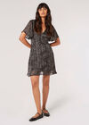Shimmer Chiffon Spot Mini Dress, Black, large