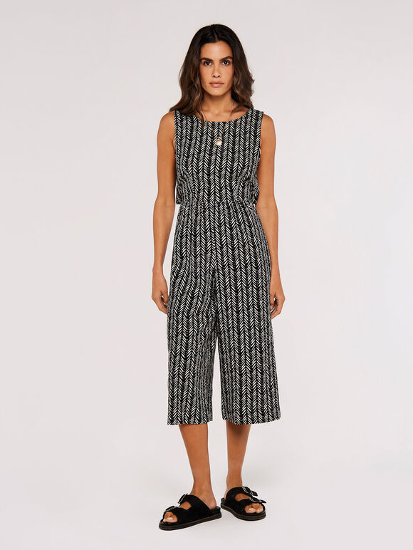 Batik Chevron Jumpsuit, Black, large